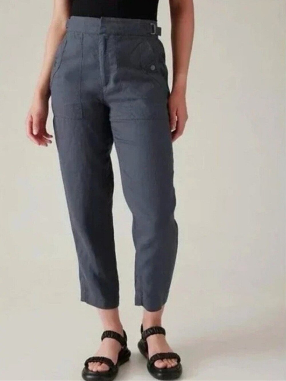 Athleta Slate Blue Tailored Linen Pants (B18)